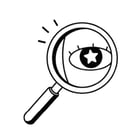 Illustration of the concept of "Credibility" for hardtech startups: A magnifying glass focused on an eye that has a star in it